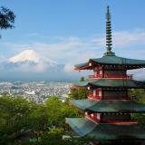 Japan Landschaft Tempel & Mount Fuji